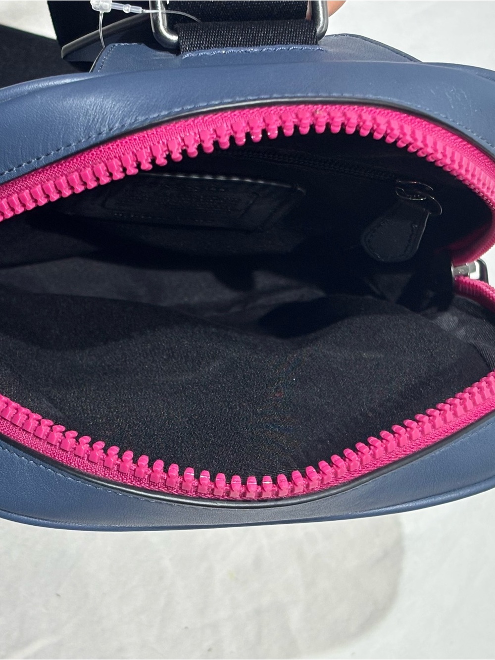Coach Track Pack In Colorblock Signature Canvas C8126 Charcoal Denim Blue Pink - Picture 13 of 16